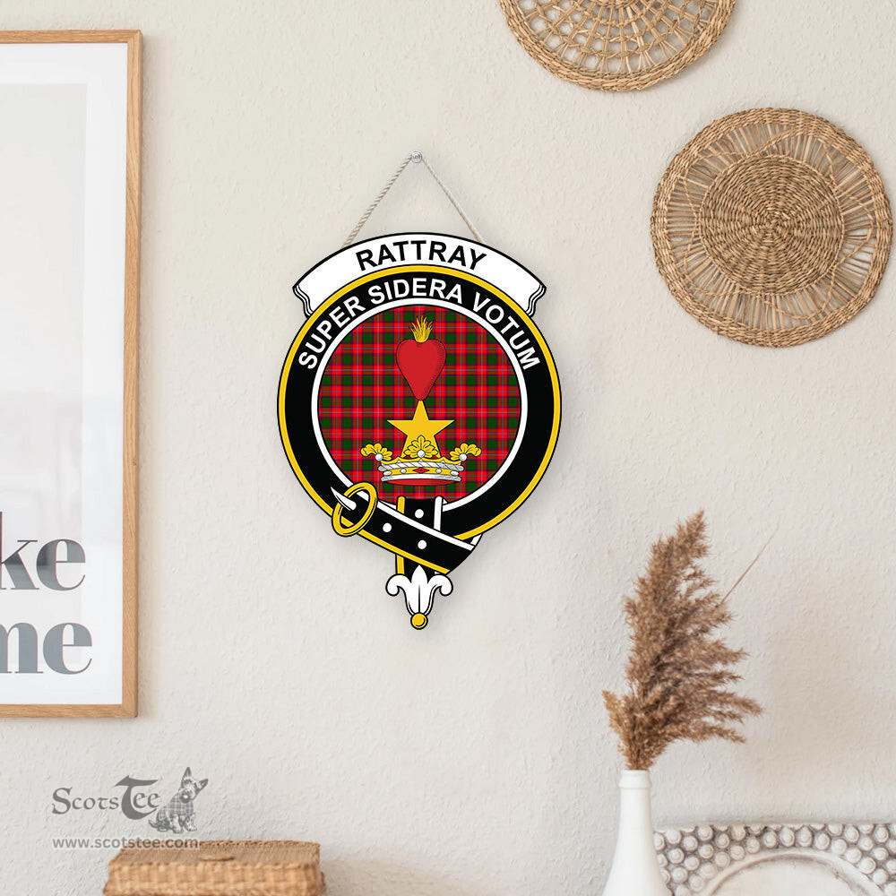 ScotsTee Shop Scottish Rattray Modern Clan Scottish Crest Tartan Wooden Hanging Wall Art Sign
