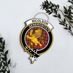 ScotsTee Shop Scottish Nicolson Ancient Clan Scottish Crest Tartan Wooden Hanging Wall Art Sign