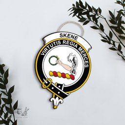 ScotsTee Shop Scottish Skene Modern Clan Scottish Crest Tartan Wooden Hanging Wall Art Sign