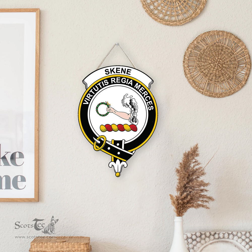 ScotsTee Shop Scottish Skene Modern Clan Scottish Crest Tartan Wooden Hanging Wall Art Sign