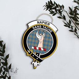 ScotsTee Shop Scottish Napier Ancient Clan Scottish Crest Tartan Wooden Hanging Wall Art Sign