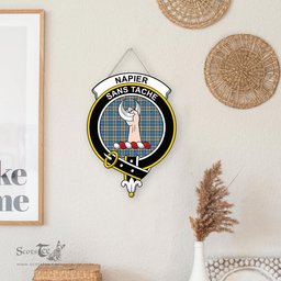 ScotsTee Shop Scottish Napier Ancient Clan Scottish Crest Tartan Wooden Hanging Wall Art Sign