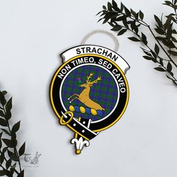 ScotsTee Shop Scottish Strachan Clan Scottish Crest Tartan Wooden Hanging Wall Art Sign