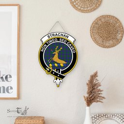 ScotsTee Shop Scottish Strachan Clan Scottish Crest Tartan Wooden Hanging Wall Art Sign