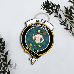 ScotsTee Shop Scottish Shaw Ancient Clan Scottish Crest Tartan Wooden Hanging Wall Art Sign