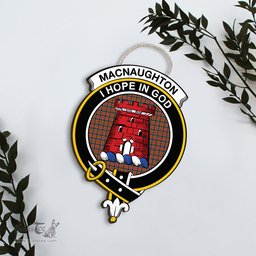 ScotsTee Shop Scottish MacNaughton Ancient Clan Scottish Crest Tartan Wooden Hanging Wall Art Sign