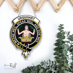 ScotsTee Shop Scottish Urquhart Modern Clan Scottish Crest Tartan Wooden Hanging Wall Art Sign