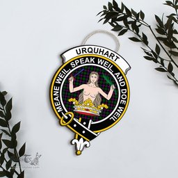 ScotsTee Shop Scottish Urquhart Modern Clan Scottish Crest Tartan Wooden Hanging Wall Art Sign