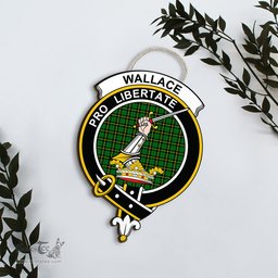 ScotsTee Shop Scottish Wallace Hunting - Green Clan Scottish Crest Tartan Wooden Hanging Wall Art Sign