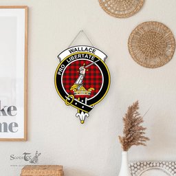 ScotsTee Shop Scottish Wallace Weathered Clan Scottish Crest Tartan Wooden Hanging Wall Art Sign