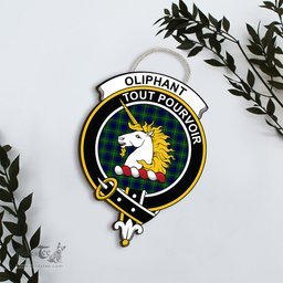 ScotsTee Shop Scottish Oliphant Modern Clan Scottish Crest Tartan Wooden Hanging Wall Art Sign