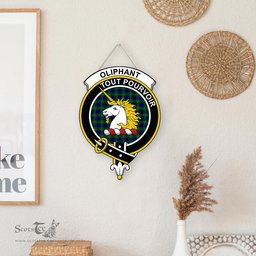 ScotsTee Shop Scottish Oliphant Modern Clan Scottish Crest Tartan Wooden Hanging Wall Art Sign