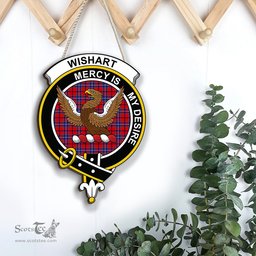 ScotsTee Shop Scottish Wishart Dress Clan Scottish Crest Tartan Wooden Hanging Wall Art Sign