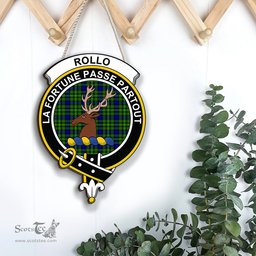 ScotsTee Shop Scottish Rollo Modern Clan Scottish Crest Tartan Wooden Hanging Wall Art Sign