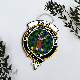 ScotsTee Shop Scottish Rollo Modern Clan Scottish Crest Tartan Wooden Hanging Wall Art Sign
