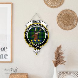 ScotsTee Shop Scottish Rollo Modern Clan Scottish Crest Tartan Wooden Hanging Wall Art Sign