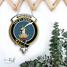 ScotsTee Shop Scottish Matheson Hunting Ancient Clan Scottish Crest Tartan Wooden Hanging Wall Art Sign
