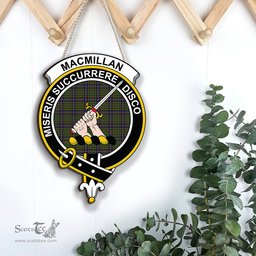 ScotsTee Shop Scottish MacMillan Hunting Modern Clan Scottish Crest Tartan Wooden Hanging Wall Art Sign