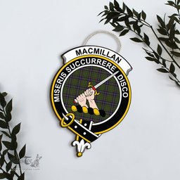 ScotsTee Shop Scottish MacMillan Hunting Modern Clan Scottish Crest Tartan Wooden Hanging Wall Art Sign
