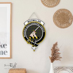 ScotsTee Shop Scottish MacMillan Hunting Modern Clan Scottish Crest Tartan Wooden Hanging Wall Art Sign