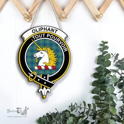 ScotsTee Shop Scottish Oliphant Ancient Clan Scottish Crest Tartan Wooden Hanging Wall Art Sign