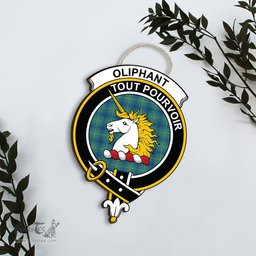 ScotsTee Shop Scottish Oliphant Ancient Clan Scottish Crest Tartan Wooden Hanging Wall Art Sign