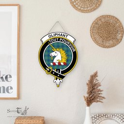 ScotsTee Shop Scottish Oliphant Ancient Clan Scottish Crest Tartan Wooden Hanging Wall Art Sign