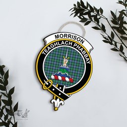 ScotsTee Shop Scottish Morrison Ancient Clan Scottish Crest Tartan Wooden Hanging Wall Art Sign