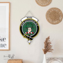 ScotsTee Shop Scottish Ross Hunting Ancient Clan Scottish Crest Tartan Wooden Hanging Wall Art Sign