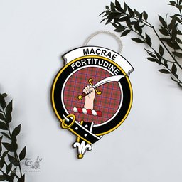 ScotsTee Shop Scottish MacRae Ancient Clan Scottish Crest Tartan Wooden Hanging Wall Art Sign