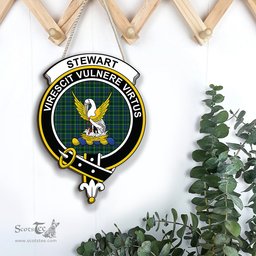 ScotsTee Shop Scottish Stewart Hunting Modern Clan Scottish Crest Tartan Wooden Hanging Wall Art Sign