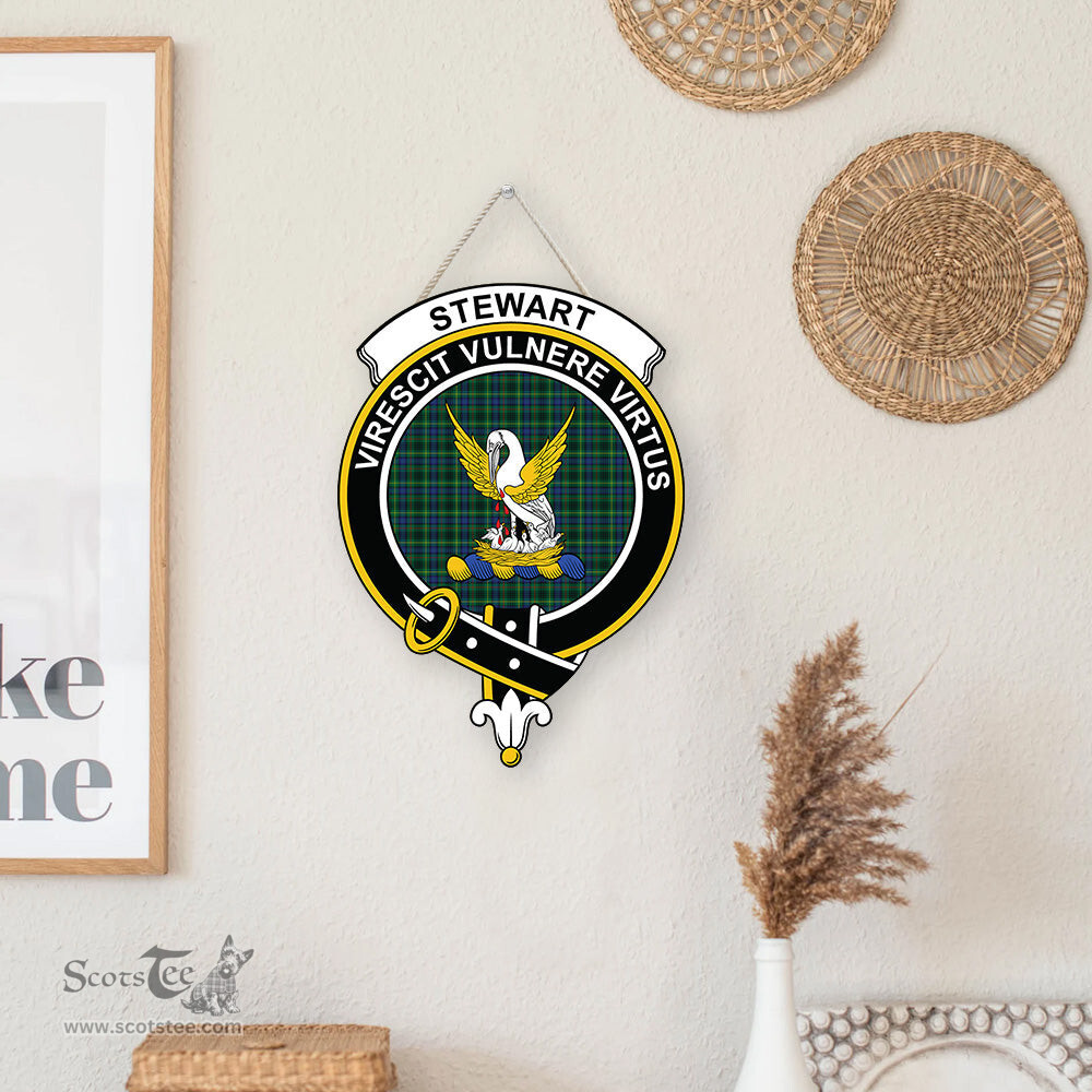 ScotsTee Shop Scottish Stewart Hunting Modern Clan Scottish Crest Tartan Wooden Hanging Wall Art Sign