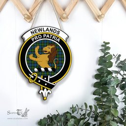 ScotsTee Shop Scottish Newlands of Lauriston Clan Scottish Crest Tartan Wooden Hanging Wall Art Sign
