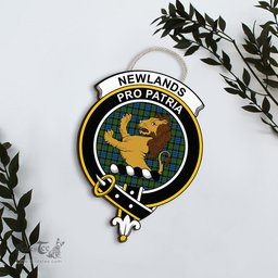 ScotsTee Shop Scottish Newlands of Lauriston Clan Scottish Crest Tartan Wooden Hanging Wall Art Sign
