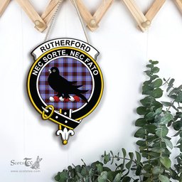 ScotsTee Shop Scottish Rutherford Clan Scottish Crest Tartan Wooden Hanging Wall Art Sign