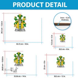 ScotsTee Shop Irish Beatty or Betagh Coat of Arms Crest Ireland Wooden Hanging Wall Art Sign