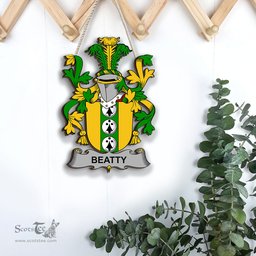 ScotsTee Shop Irish Beatty or Betagh Coat of Arms Crest Ireland Wooden Hanging Wall Art Sign