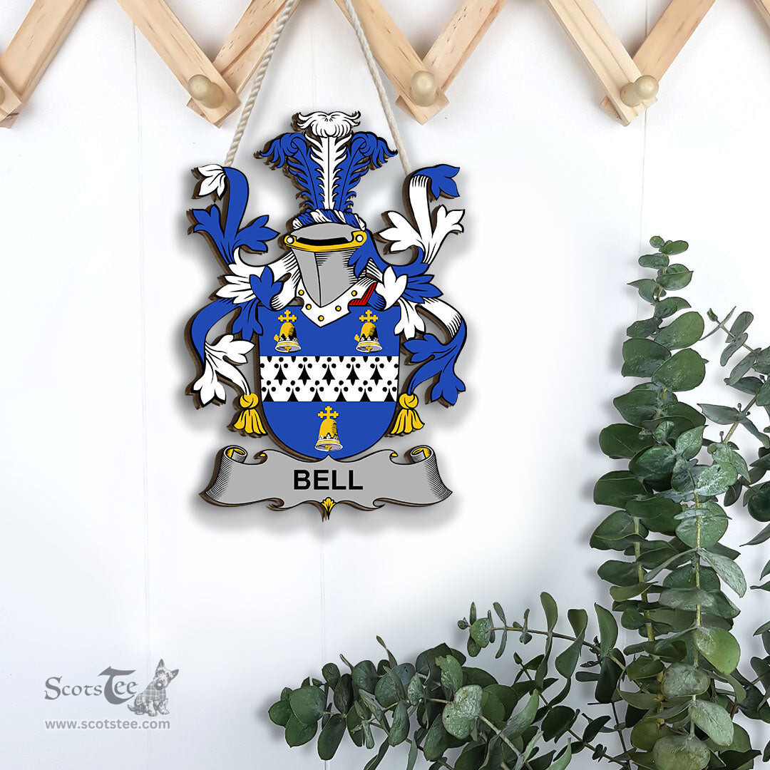 ScotsTee Shop Irish Bell Coat of Arms Crest Ireland Wooden Hanging Wall Art Sign