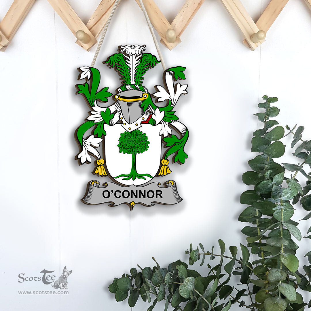 ScotsTee Shop Irish Connor or O Connor Don Coat of Arms Crest Ireland Wooden Hanging Wall Art Sign