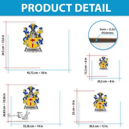 ScotsTee Shop Irish Donnell or O Donnell Coat of Arms Crest Ireland Wooden Hanging Wall Art Sign