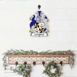 ScotsTee Shop Irish Campbell Coat of Arms Crest Ireland Wooden Hanging Wall Art Sign