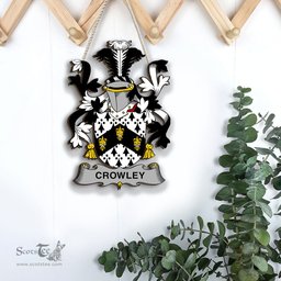 ScotsTee Shop Irish Crowley Coat of Arms Crest Ireland Wooden Hanging Wall Art Sign