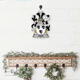 ScotsTee Shop Irish Denn Coat of Arms Crest Ireland Wooden Hanging Wall Art Sign