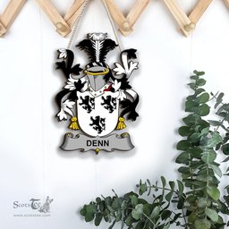 ScotsTee Shop Irish Denn Coat of Arms Crest Ireland Wooden Hanging Wall Art Sign