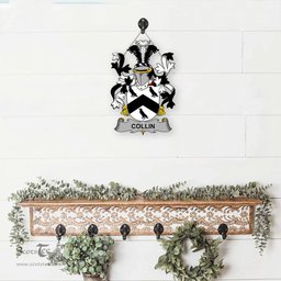 ScotsTee Shop Irish Collin Coat of Arms Crest Ireland Wooden Hanging Wall Art Sign