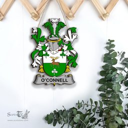 ScotsTee Shop Irish Connell or O Connell Coat of Arms Crest Ireland Wooden Hanging Wall Art Sign