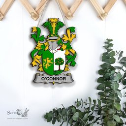 ScotsTee Shop Irish Connor or O Connor Sligo Coat of Arms Crest Ireland Wooden Hanging Wall Art Sign