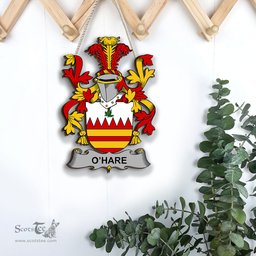 ScotsTee Shop Irish Hare or O Hare Coat of Arms Crest Ireland Wooden Hanging Wall Art Sign