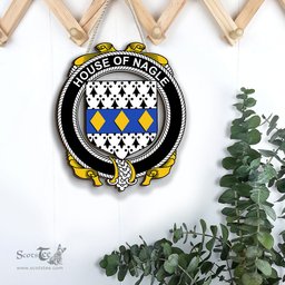 ScotsTee Shop Irish House of NAGLE Coat of Arms Crest Ireland Wooden Hanging Wall Art Sign