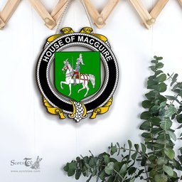 ScotsTee Shop Irish House of MACGUIRE Coat of Arms Crest Ireland Wooden Hanging Wall Art Sign